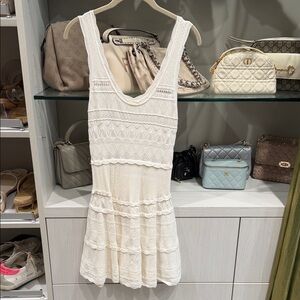 LoveShackFancy Cream Textured Mini Dress